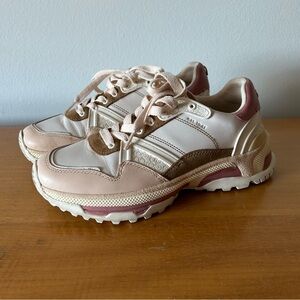 Coach G3013 Sneakers Size 7.5B Women’s Leather Pink Brown Cream